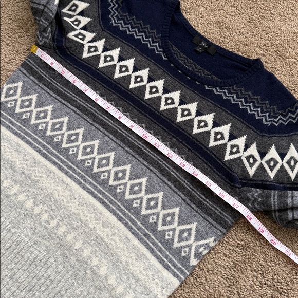 J. Crew Nordic Fair Isle Navy Grey Wool Blend Crewneck Sweater - Picture 4 of 8